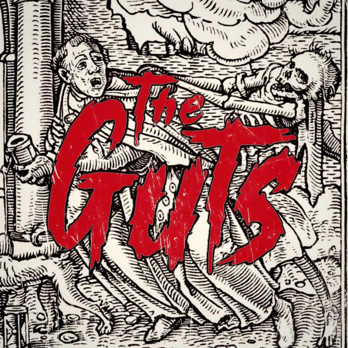 Pochette de la démo 2026 — gravure macabre et logo The Guts